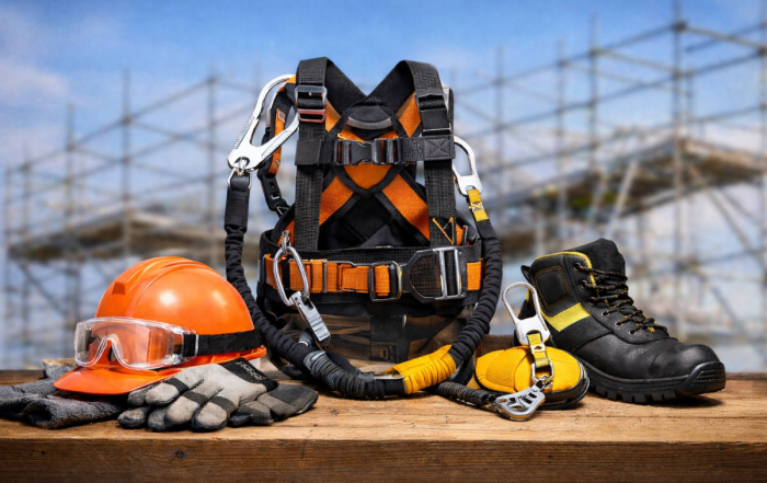 epis na montagem de andaimes